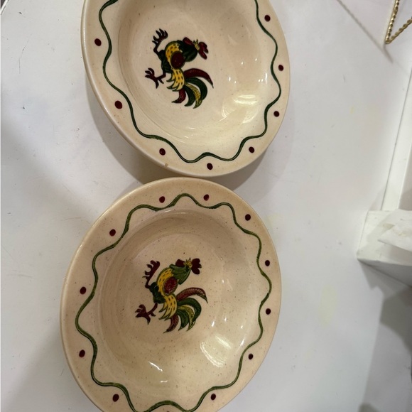 Metlock Poppy Trail Red Rooster Lot of 2-6 inch fruit dessert bowl 1950 VTG - Picture 7 of 7
